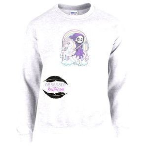 Pastel grim reaper and unicorn sweatshirt